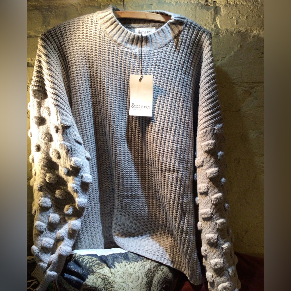 NEW! &Merci blue Gray Textured Sweater